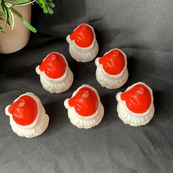 Set of 6 vintage Silversti Santa blowmold Christmas string light covers - Picture 6 of 7